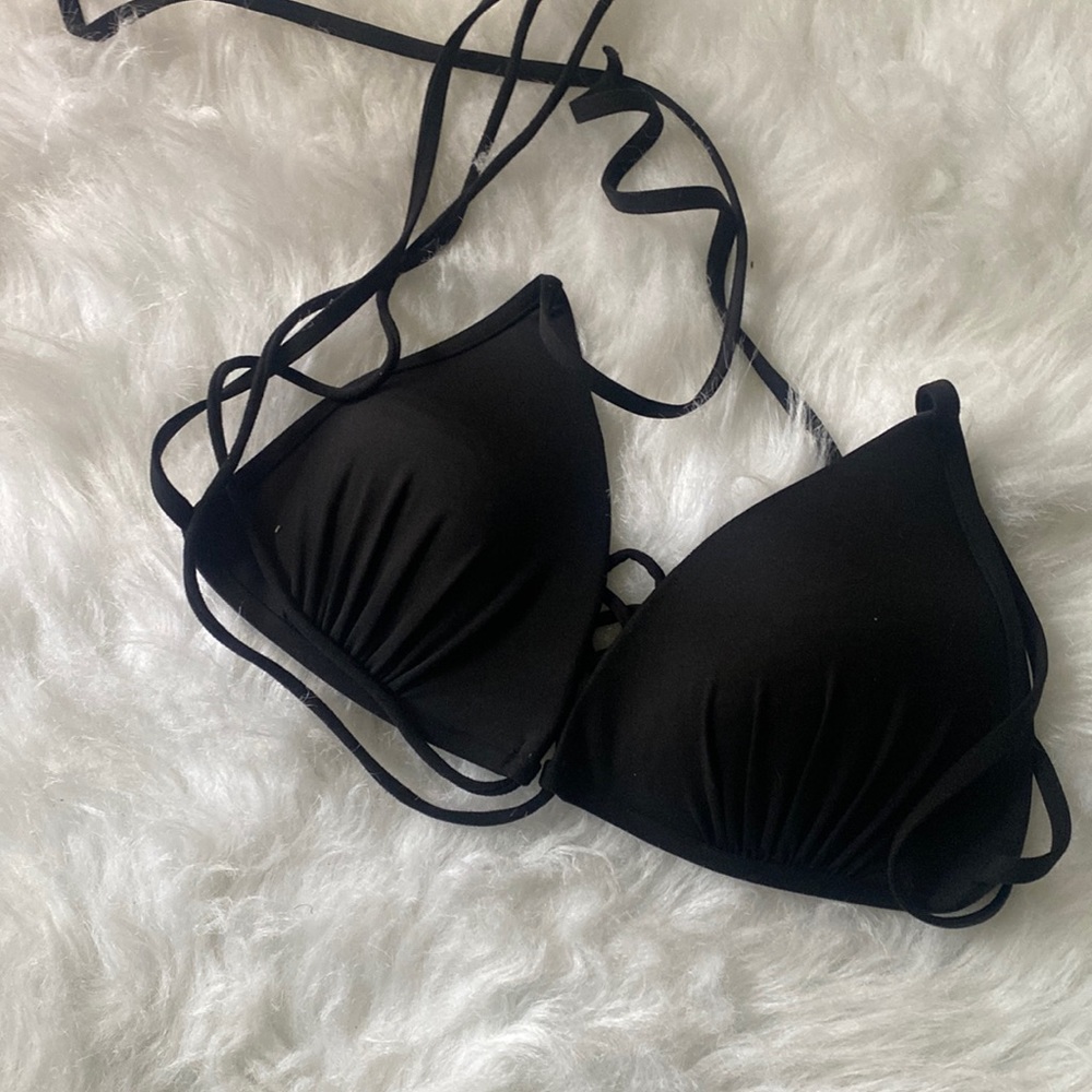 H & M Black Triangle Bikini Top Size 6